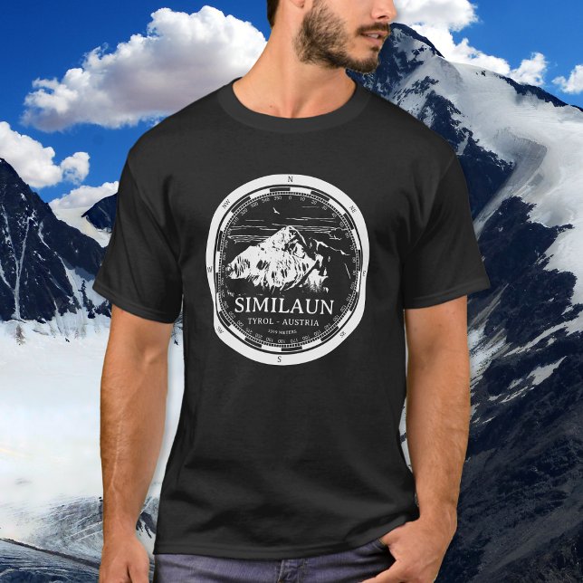Mount Likaun - Tyrol Austria Alpernas T Shirt (Mount Similaun T-Shirt in Back with a white compass and mountain illustration)