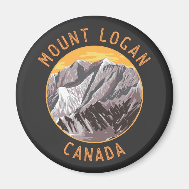 Mount Logan Canada Distress Circle Magnet (Framsidan)