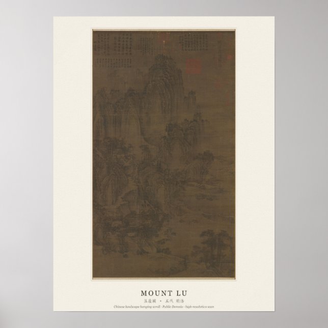 Mount Lu kinesiskt landskapsaffisch - Jing Hao Poster (Framsidan)