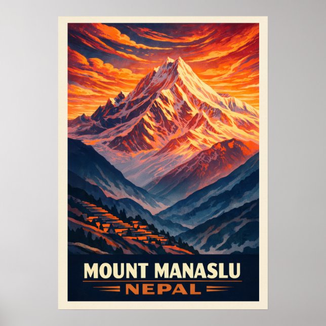 Mount Manaslu Nepal V03 Poster (Framsidan)