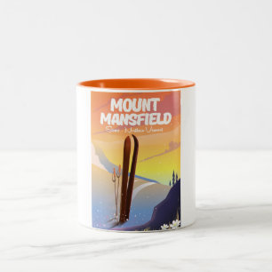 Mount Mansfield,Stowe norra Vermont skidåkning Två-Tonad Mugg