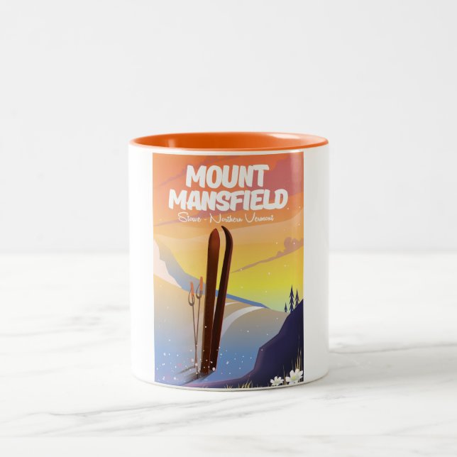 Mount Mansfield,Stowe norra Vermont skidåkning Två-Tonad Mugg (Center)