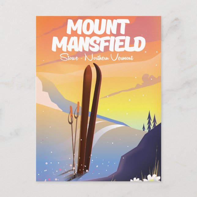 Mount Mansfield,Stowe norra Vermont skidåkning Vykort (Framsida)