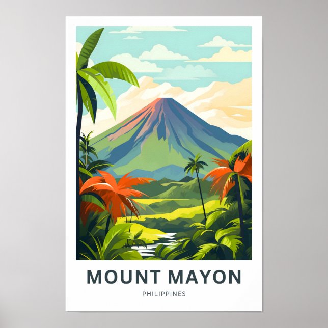 Mount Mayon Filippinon Travel Print Poster (Framsidan)