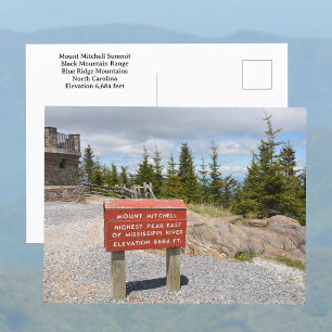 Mount Mitchells toppunkt Nordcarolina Foto Vykort