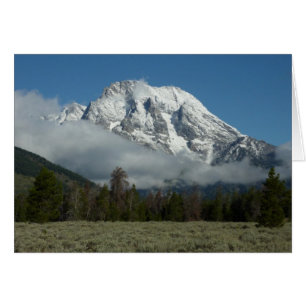 Mount Moran och moln vid Grand Teton OBS Kort