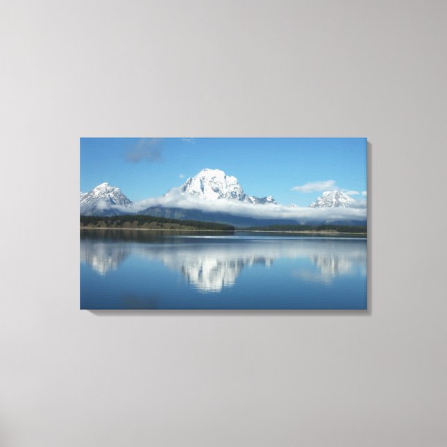 Mount Moran-reflektion vid Grand Teton Canvastryck (Framsida)