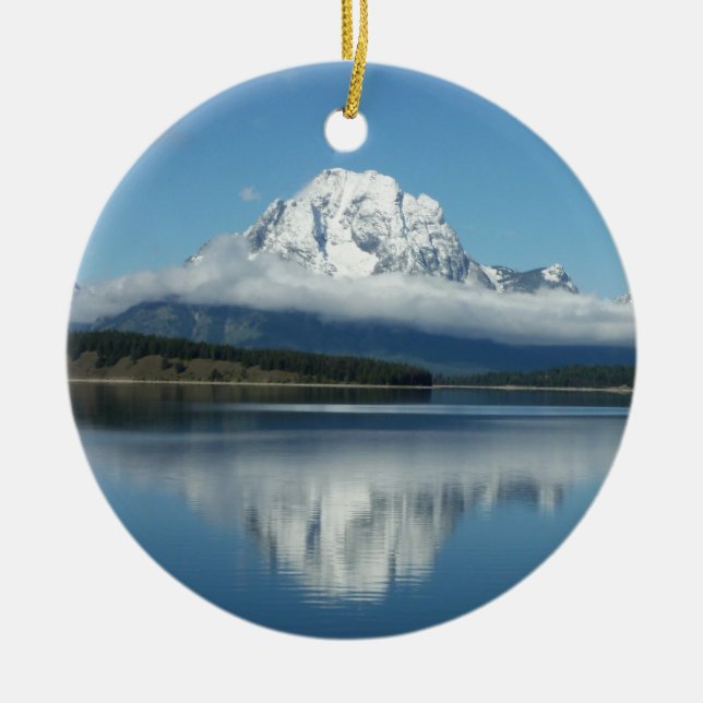 Mount Moran-reflektion vid Grand Teton Julgransprydnad Keramik (Framsidan)