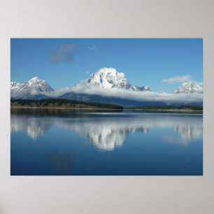 Mount Moran-reflektion vid Grand Teton Poster