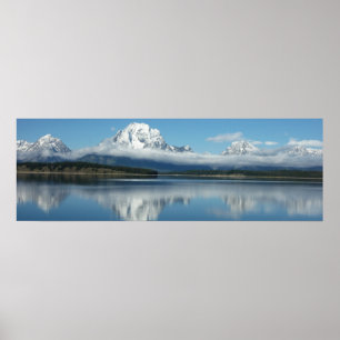Mount Moran-reflektion vid Grand Teton Poster