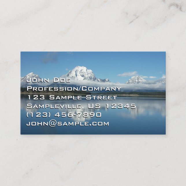 Mount Moran-reflektion vid Grand Teton Visitkort (Framsida)