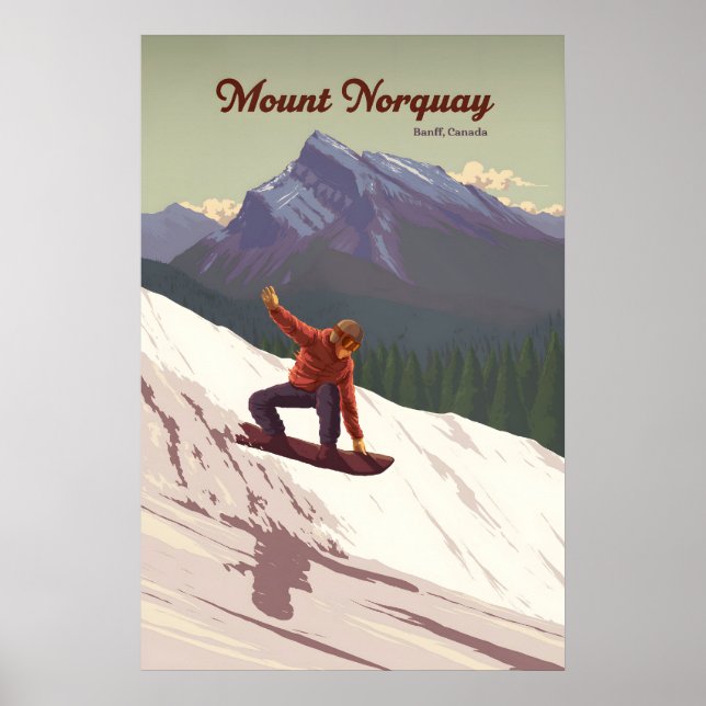 Mount Norquay Banff Kanada Snowboard Resa Poster (Framsidan)
