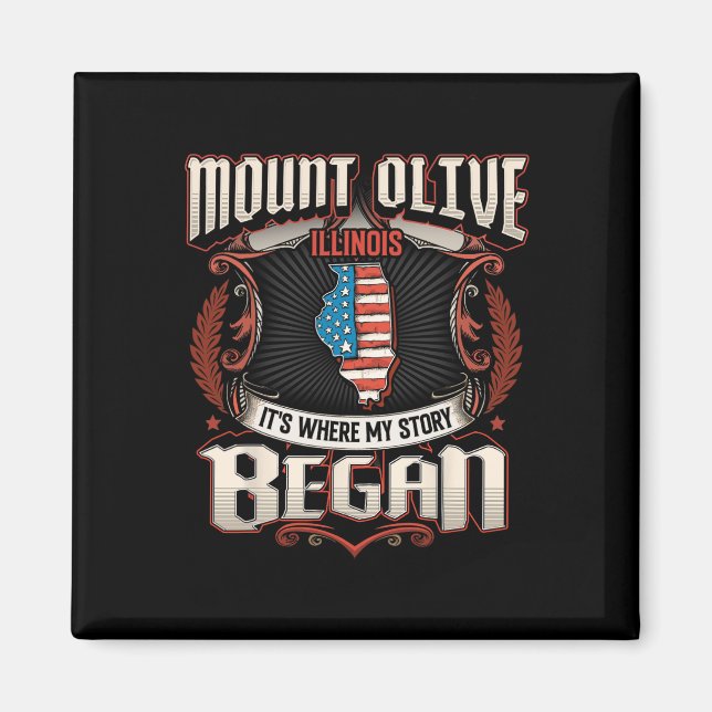 Mount Olive Illinois Usa Flagga 4:e Juli  Magnet (Framsidan)