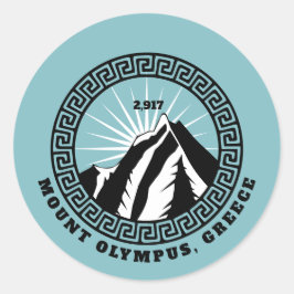 Mount Olympus, Grekland T-Shirt Runt Klistermärke