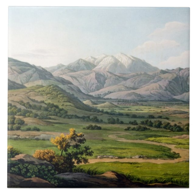 Mount Olympus, som sett mellan Larissa och babaen, Kakelplatta (Framsidan)