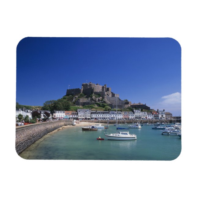 Mount Orgueil Castle and harbor, Gorey, Jersey Magnet (Horisontell)
