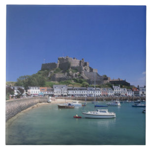 Mount Orgueil slott och hamn, Gorey, Jersey Kakelplatta