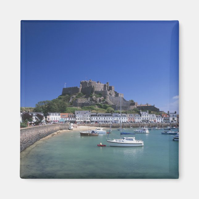 Mount Orgueil slott och hamn, Gorey, Jersey Magnet (Framsidan)