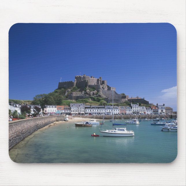 Mount Orgueil slott och hamn, Gorey, Jersey Musmatta (Framsidan)