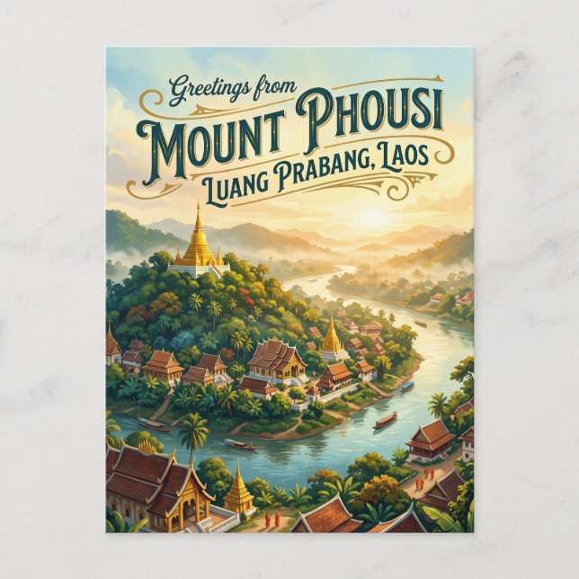 Mount Phousi Laos Vykort (Framsida)