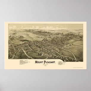 Mount Pleasant, PA Panoramic Karta - 1900 Poster