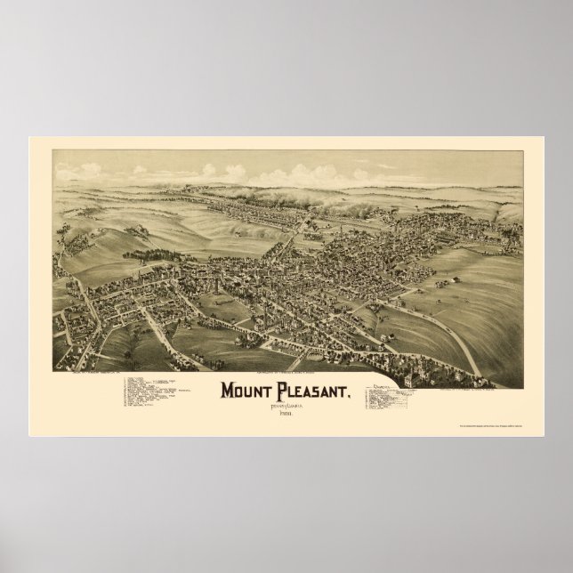 Mount Pleasant, PA Panoramic Karta - 1900 Poster (Framsidan)