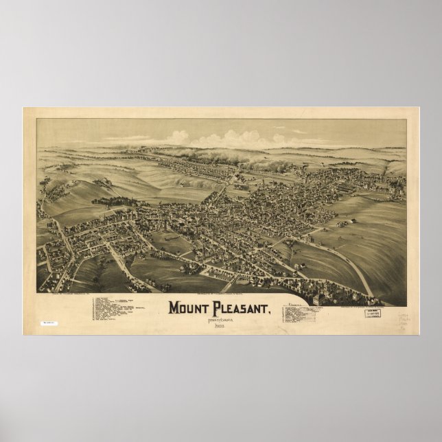 Mount Pleasant Pennsylvania 1900 Antique Panorama Poster (Framsidan)