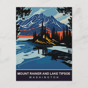 Mount Rainer och Lake Tipsoe, WA, Resa Vykort