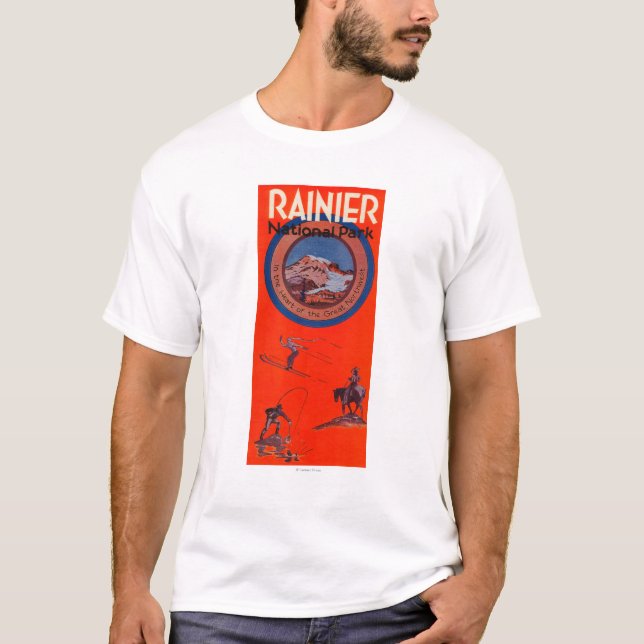 Mount Rainier advertizingaffisch T-shirt (Framsida)