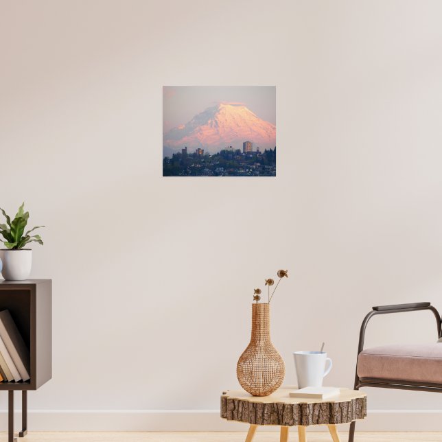 Mount Rainier Alpenglow Landskap Poster (Vardagsrum 3)