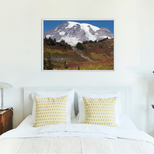 Mount Rainier Autumn Färg Fototryck (In Situ Framed)