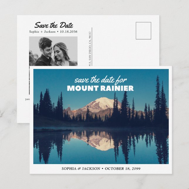 Mount Rainier Bröllop Spara Datum Retro Vykort (Fram/baksida)
