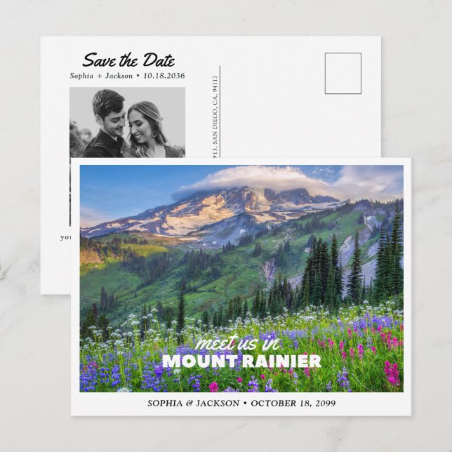 Mount Rainier Bröllopshelg Spara datum Vykort (Fram/baksida)