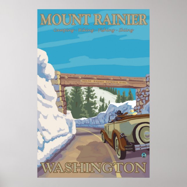 Mount Rainier - Chinook Pass Entrance Poster (Framsidan)