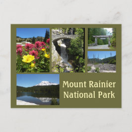 Mount Rainier Collage (Reflection Sjö & Falls) Vykort