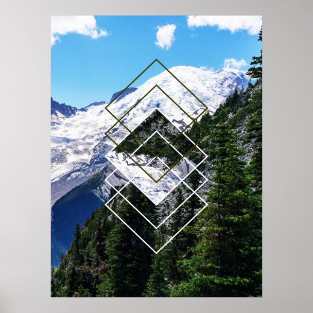 Mount Rainier Geometrisk Poster (Framsidan)