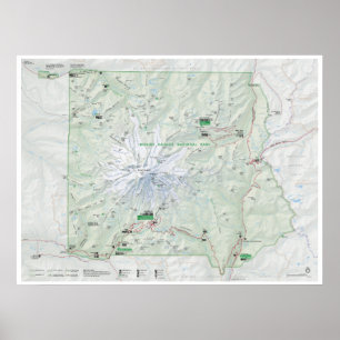 Mount Rainier kartaaffisch Poster