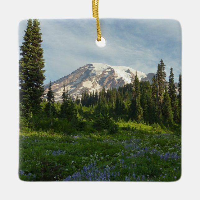 Mount Rainier Morgonljus Julgransprydnad Keramik (Framsida)