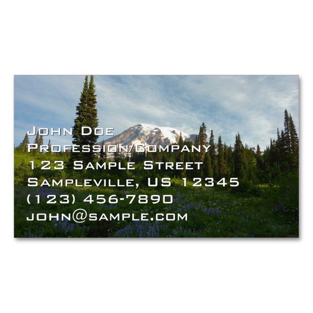 Mount Rainier Morgonljus Magnetiska Visitkort (Framsida)