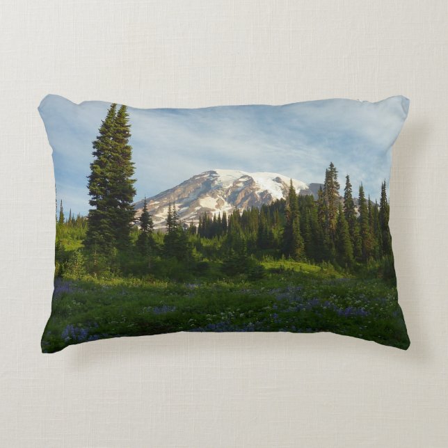 Mount Rainier Morgonljus Prydnadskudde (Framsidan)