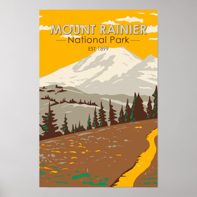 Mount Rainier National Park Cowlitz Divide  Poster (Framsidan)