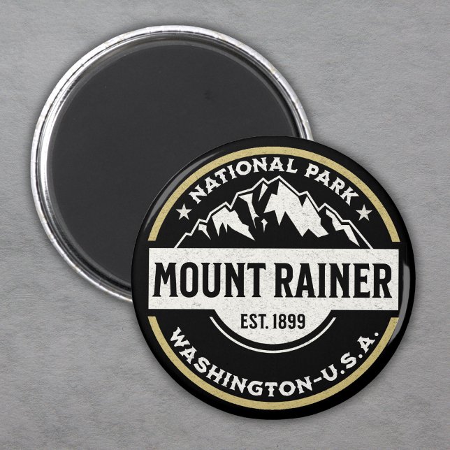 Mount Rainier National Park - Mountain Logo Magnet (Skapare uppladdad)
