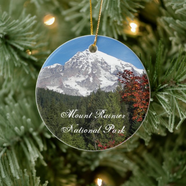 Mount Rainier National Park Photo Julgransprydnad Keramik (Träd)