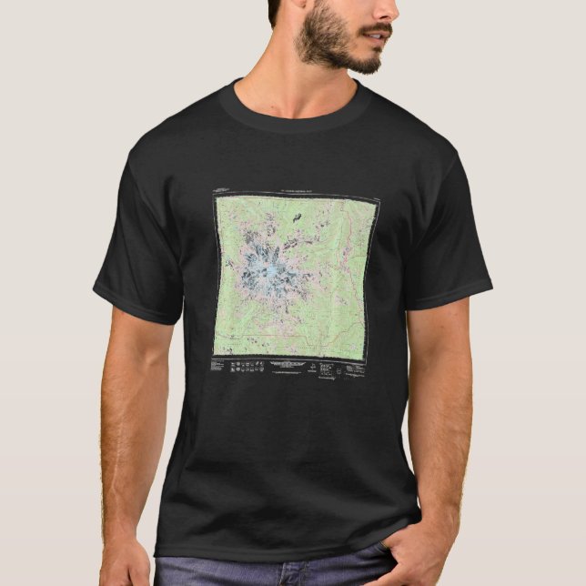 Mount Rainier National Park Topographic Map Premiu T Shirt (Framsida)