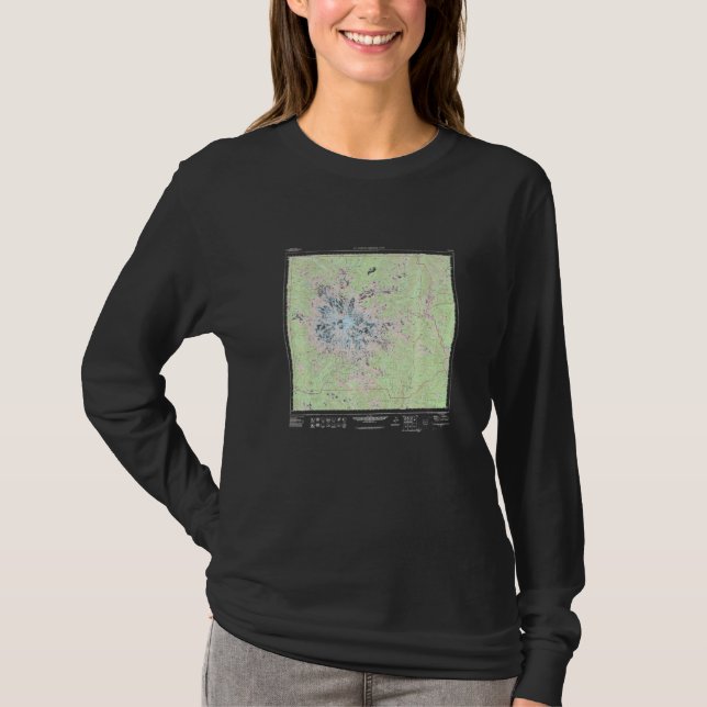 Mount Rainier National Park Topographic Map Premiu T Shirt (Framsida)