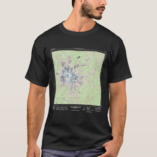 Mount Rainier National Park Topographic Map T Shirt (Framsida)
