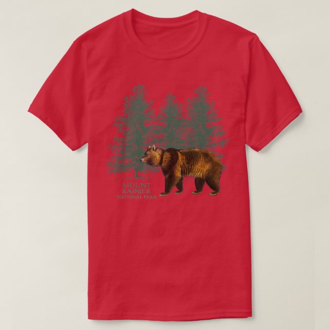Mount Rainier National Park Washington Bear Trees  T Shirt (Design framsida)