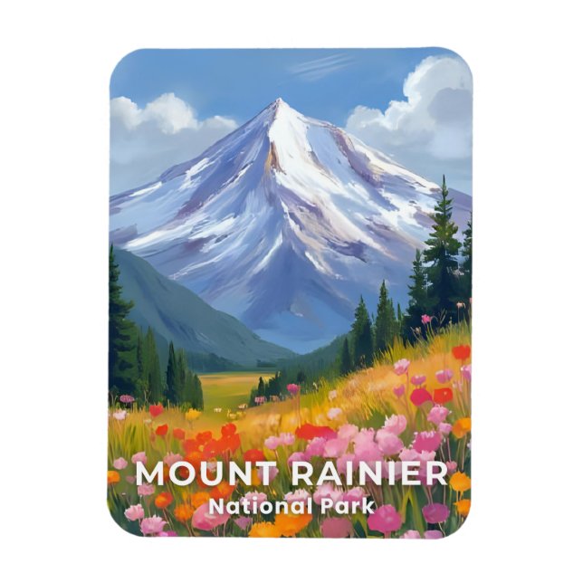 Mount Rainier National Park | Washington Resa Magnet (Vertikal)