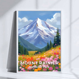 Mount Rainier National Park Washington Resa Poster