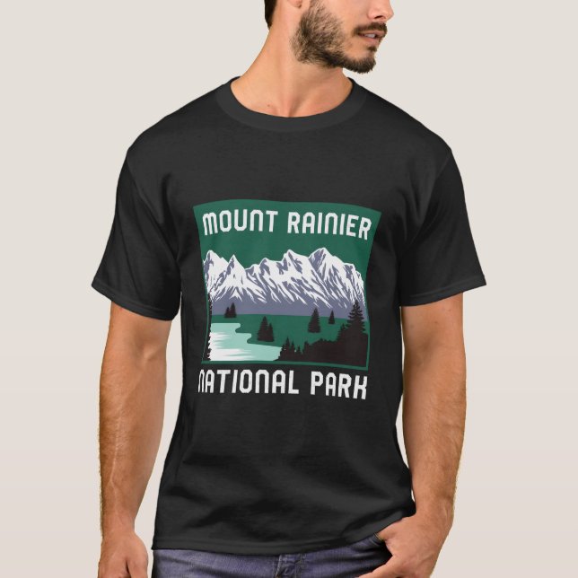 Mount Rainier National Park Washington Retro Graph T Shirt (Framsida)